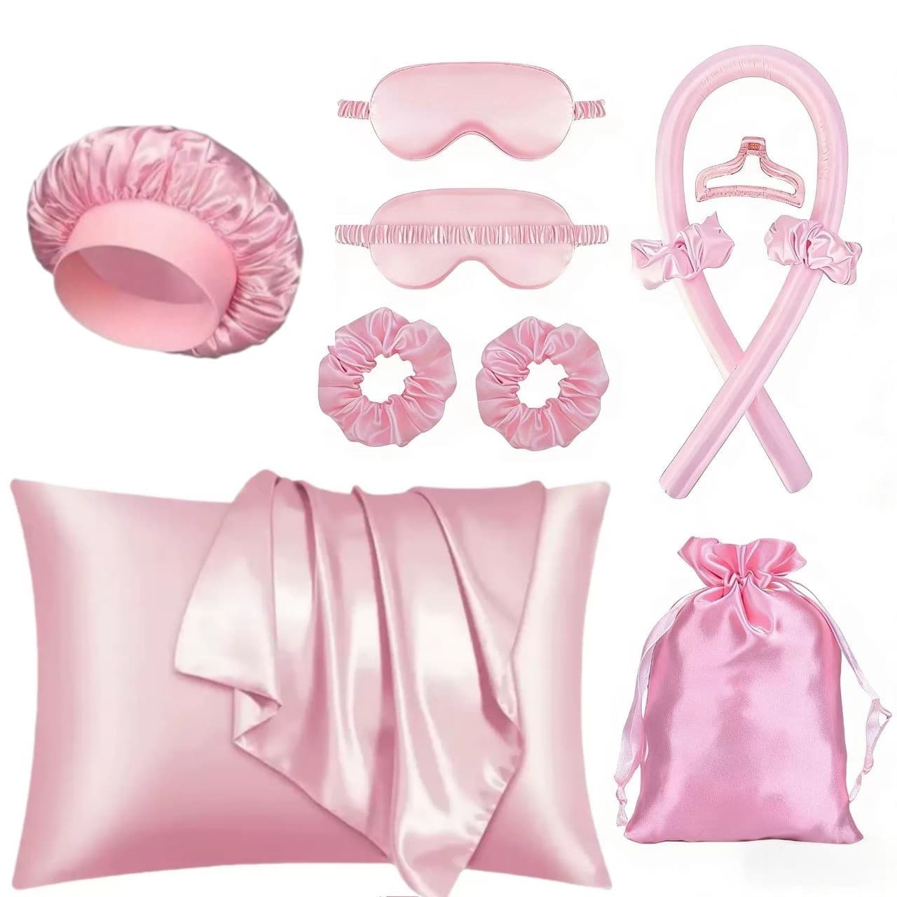 Lazy No-Heat Curling Rod Set Cross-Border Hair Curler Pillowcase Sleep Mask Sleep Cap Eye Mask Combo Dropshipping