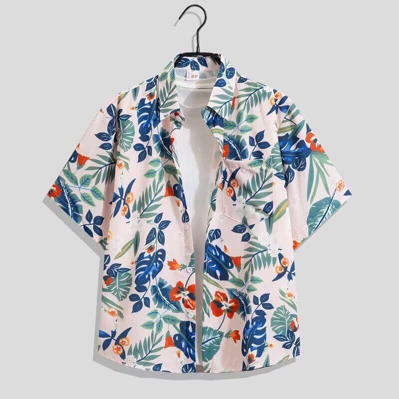 Sanya Travel Outfit Men's and Women's Quick-Dry Beach Shirt, Waterproof, Floral Top for Seaside Vacation, Plus Size Hawaiian