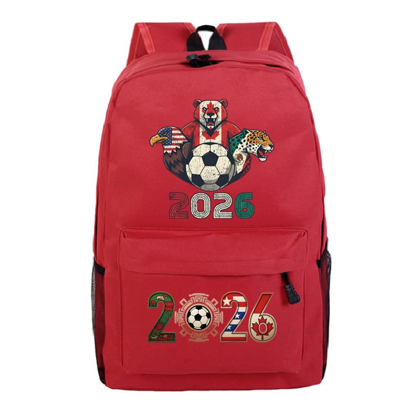 New School Bag with World Cup Mascot Print, Lightweight Large Capacity Student Backpack for Campus and Casual Use