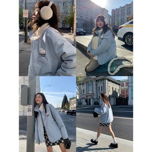 Reversible American-style Stand Collar Jacket Cotton-padded Coat for Women Spring Autumn New Loose Fit Slimming Quilted Outerwear