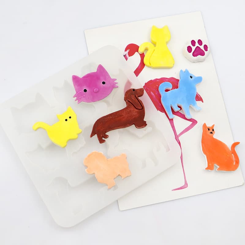 Minghao DIY Pet Cat Dog Shape Handmade Pendant Resin Mold Bag Keychain Tag Silicone Mold