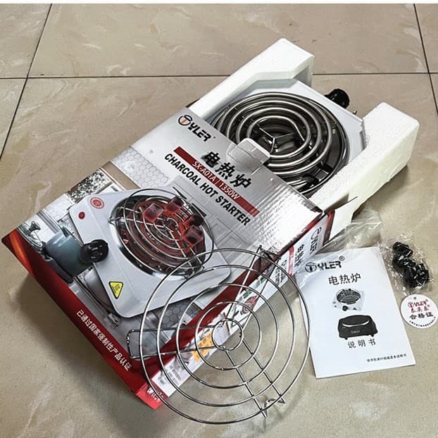 3C certified 1350W charcoal ignition stove, electric grill, barbecue machine, coal briquette, moxibustion stick ignition, charcoal basket, suitable for home and commercial use.