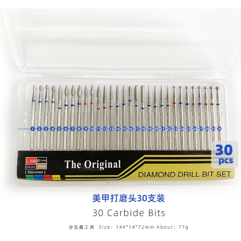 Tungsten Steel Nail Drill Bit Set with Ceramic Bits, Cuticle Remover, Polisher, Pre-treatment, and Gel Remover Nail File Bits, Nail Art Tools