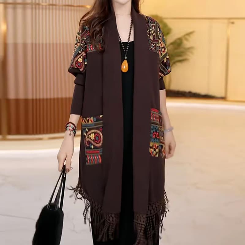 Women's jacket new style 2025 fashionable mother's outfit autumn clothing stylish trendy elegant jacquard turn-collar long-sleeve top