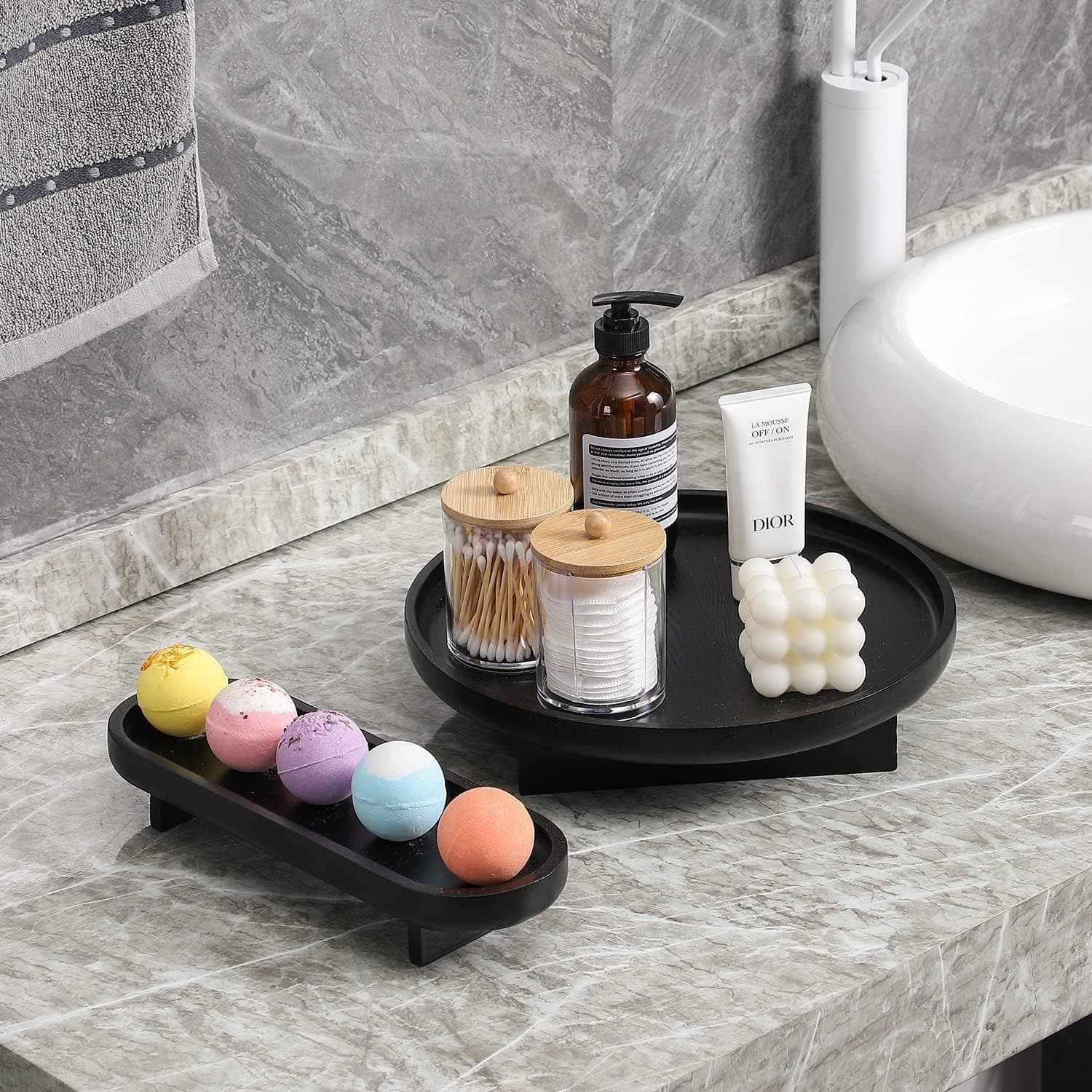 Home Budget Bamboo Wood Retro Wooden Storage Tray Kitchen Seasoning Organizer Decorative Base Stand