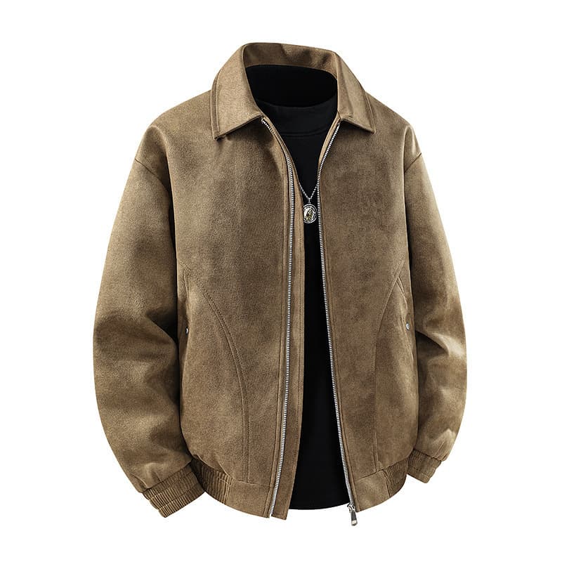 Cross-border foreign trade large size 2026 new autumn and winter trendy versatile American lapel suede jacket trendy brand outerwear