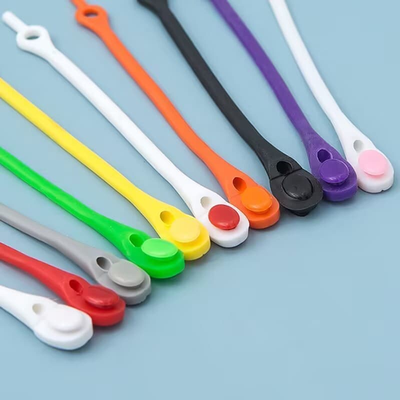 TikTok colorful no-tie silicone elastic lazy shoelaces for adults and children, round head stretch no-tie shoelaces, universal for kids