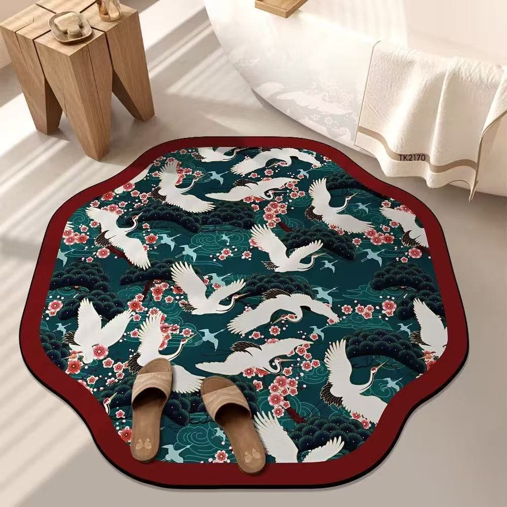 New Chinese Style Irregular Diatomite Bath Mat, Absorbent Quick-Dry Foot Mat for Bathroom, Anti-Slip Thickened Door Mat for Entryway