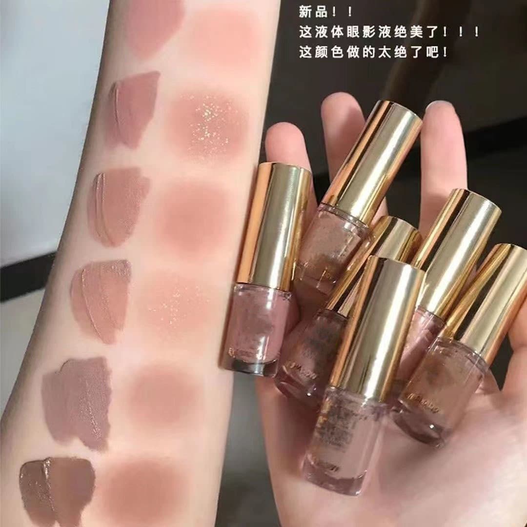 DIKALU Elegant Misty Liquid Eyeshadow Subtle Sparkle Matte Glitter Single Color Pearl Eyeshadow Earth Tone Liquid Eyeshadow