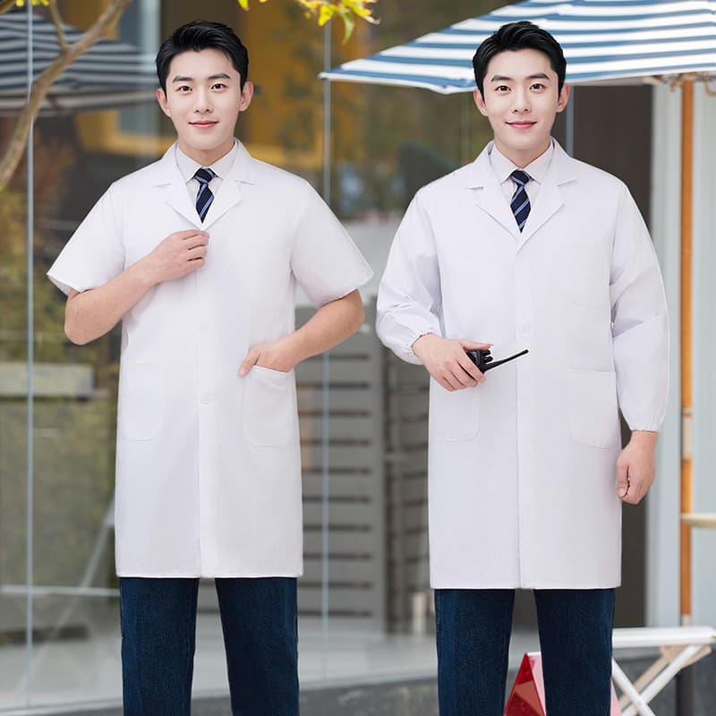 Long Sleeve White Lab Coat Doctor Uniform Autumn Winter Thick Men Physician Nurse Uniform Lab Coat Short Sleeve Coat Student Workwear