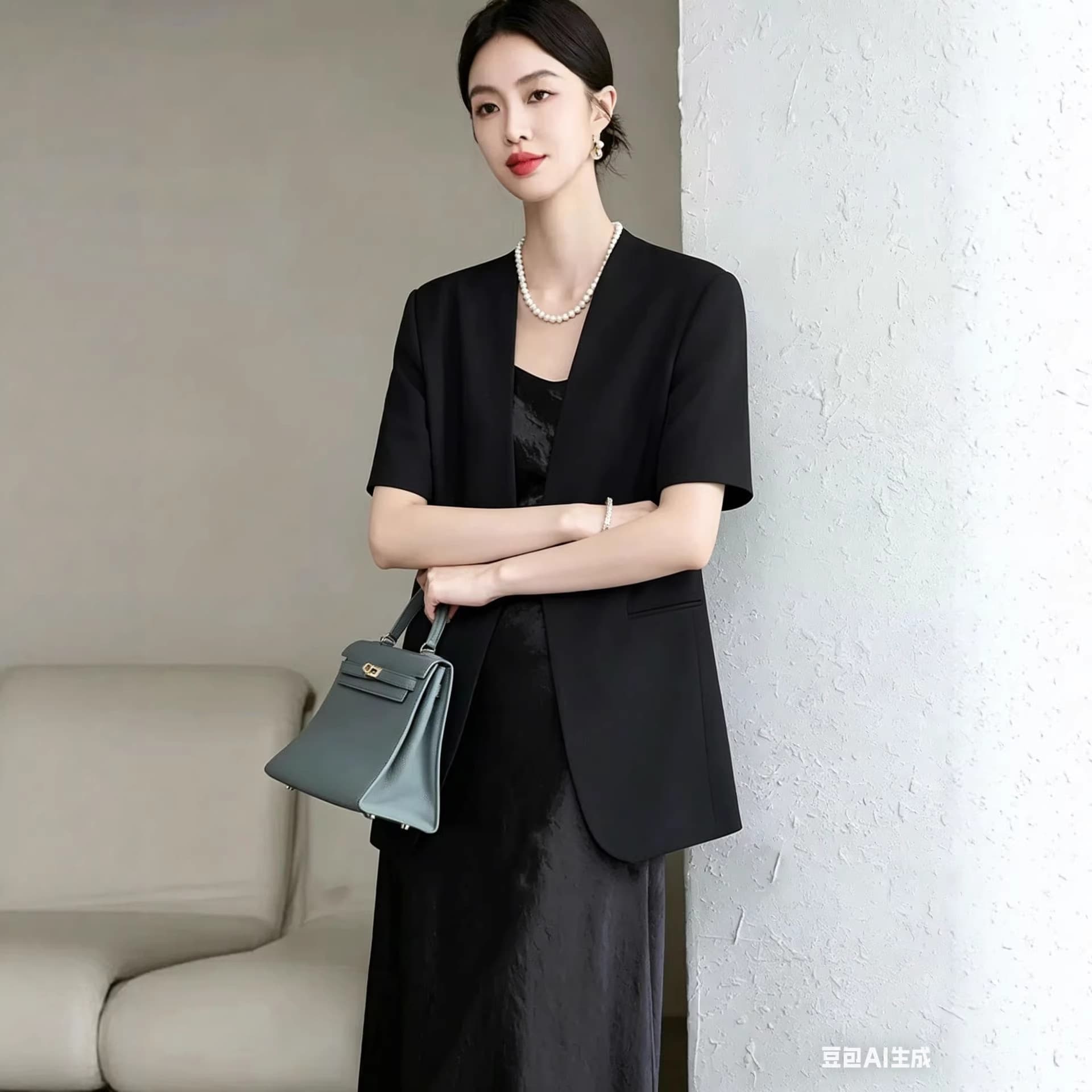 New Summer Plus Size Women's Business Suit Set: Short Sleeve Blazer & Pants, 2613