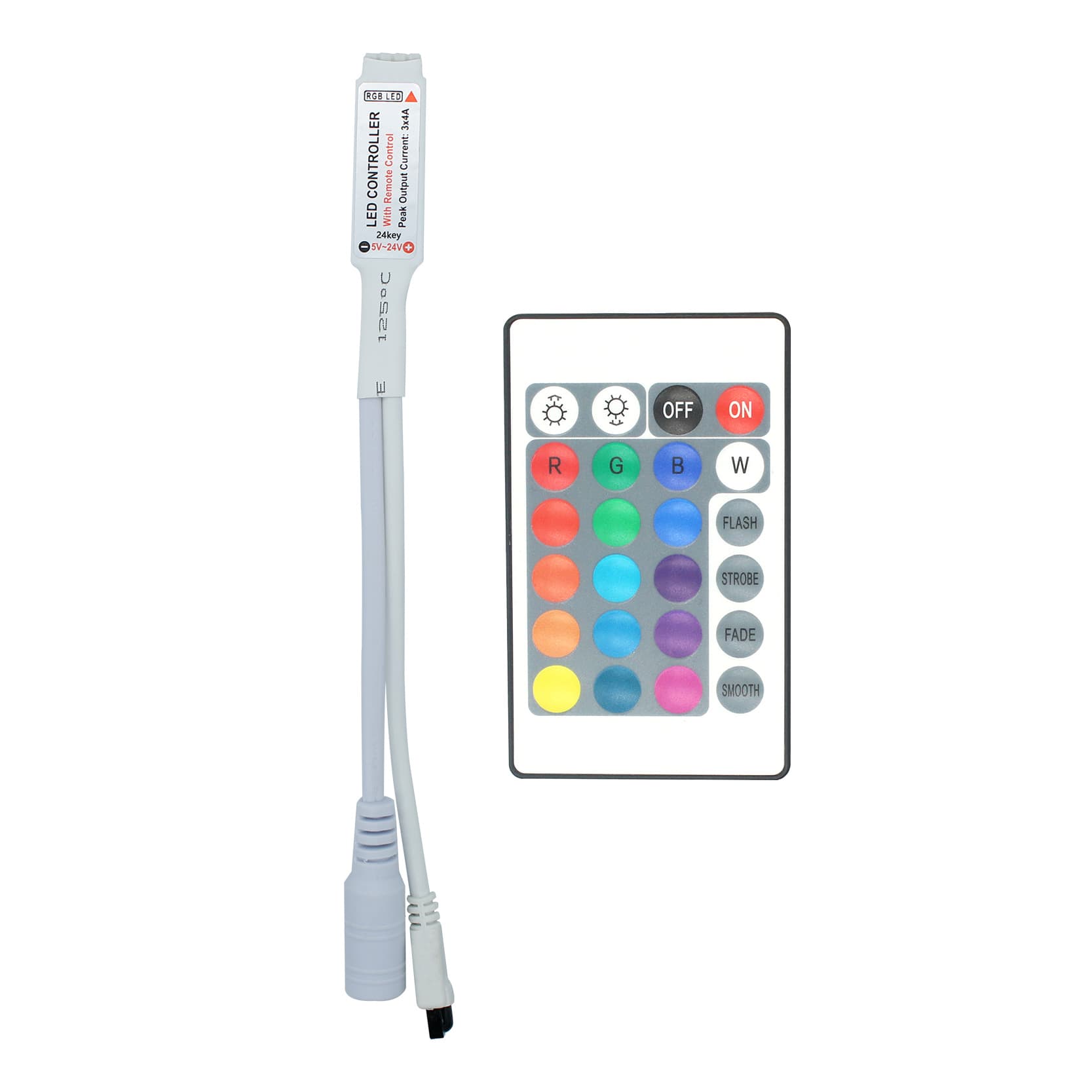 LED Strip Controller Infrared 24-Key Remote Control RGB Dimmer LED Light Control Stepless Dimming