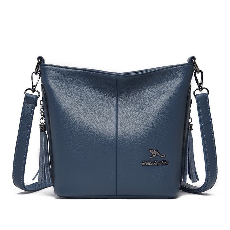 Soft Leather Women's Bag 2025 New Large Capacity Soft Leather Women's Shoulder Bag Fashionable Middle-Aged Mother Bag Crossbody Bucket Bag