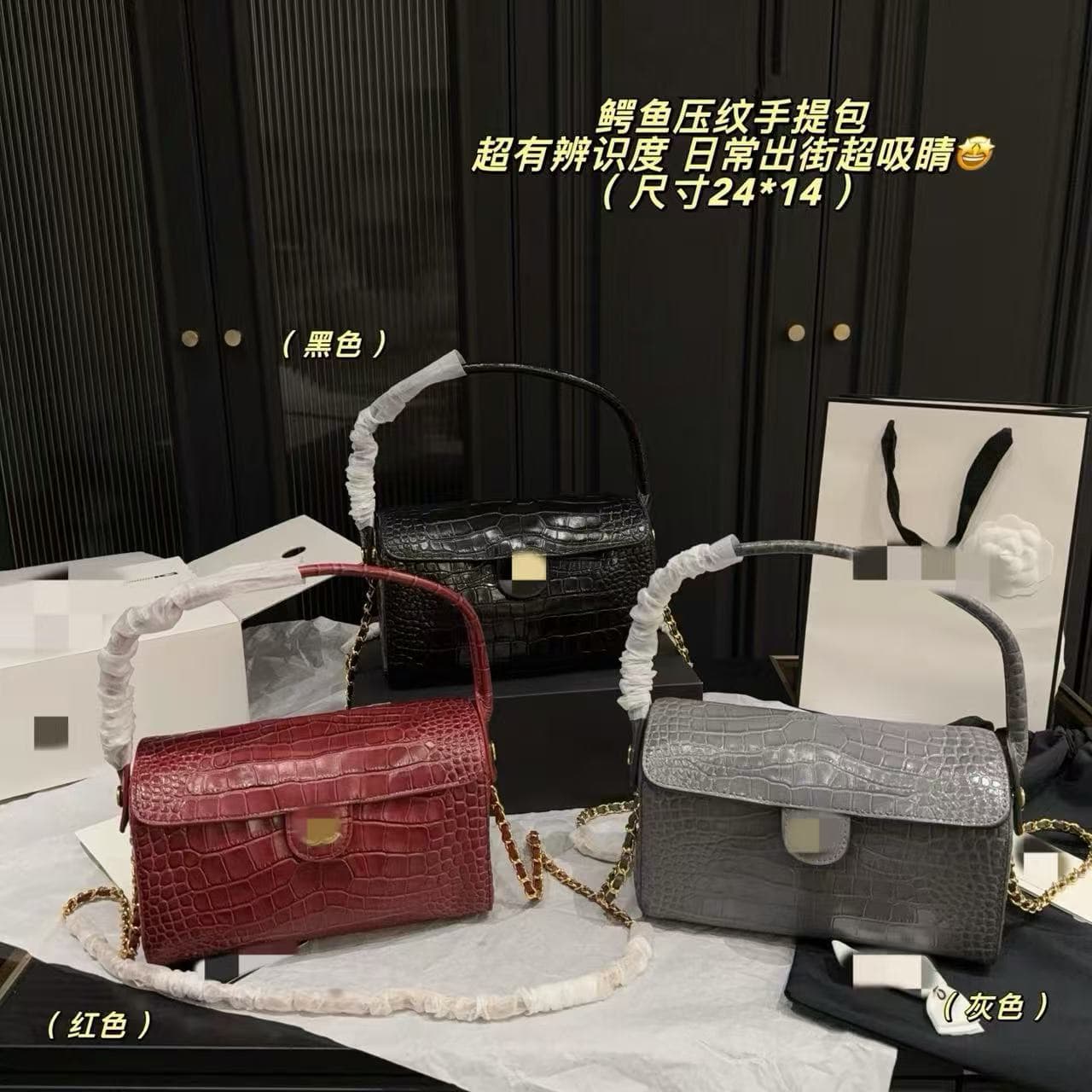 Luxury Brand Cross-Border Crocodile Pattern Box Bag Matte Lunch Box Bag Fashion Retro Lipstick Bag Cylinder Bag Bowling Bag for Women