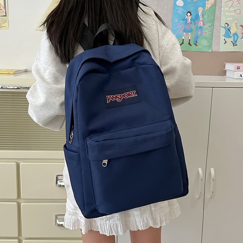 JS Backpack Large Capacity School Backpack Laptop Bag for Men and Women, Student Simple Solid Color Campus Travel Waterproof
