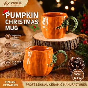 Creative Pumpkin Ceramic Mug, Christmas Gift Cup, Home Breakfast Cup, Ceramic Water Cup, Wholesale Cross-Border Christmas Style