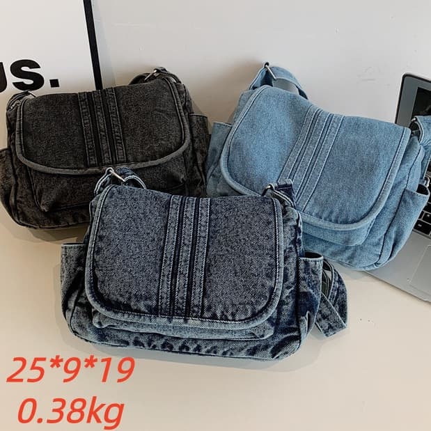 Cross-border retro denim tote bag for women large-capacity niche commuter shoulder bag high-end simple portable crossbody bag