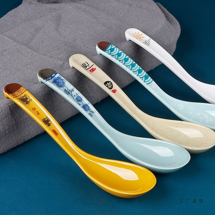 Spoon for commercial catering melamine spoon long-handle plastic soup ladle wholesale for fast food restaurants and noodle shops