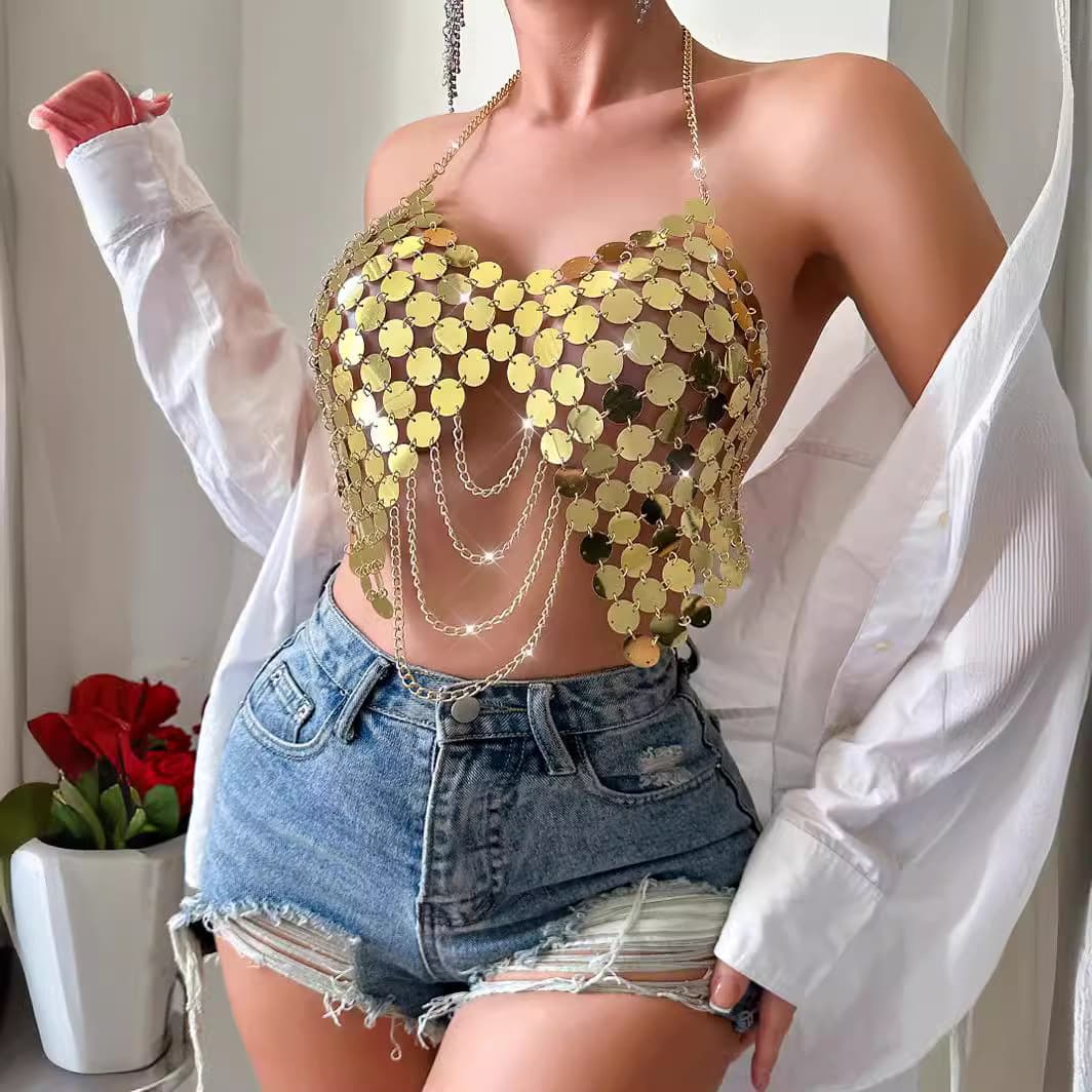 Sexy Fashionable Acrylic Tank Top Strapless Backless Vest Women's Clothing INS2023 European American Cross-border New Model L206