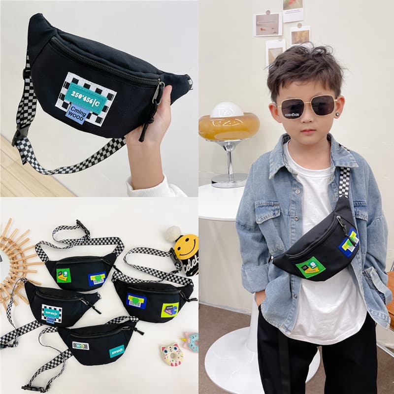 Korean Style Kids Chest Bag for Boys, Cool Letter Smile Crossbody Bag, Infant Backpack, Casual Waist Bag for Toddlers