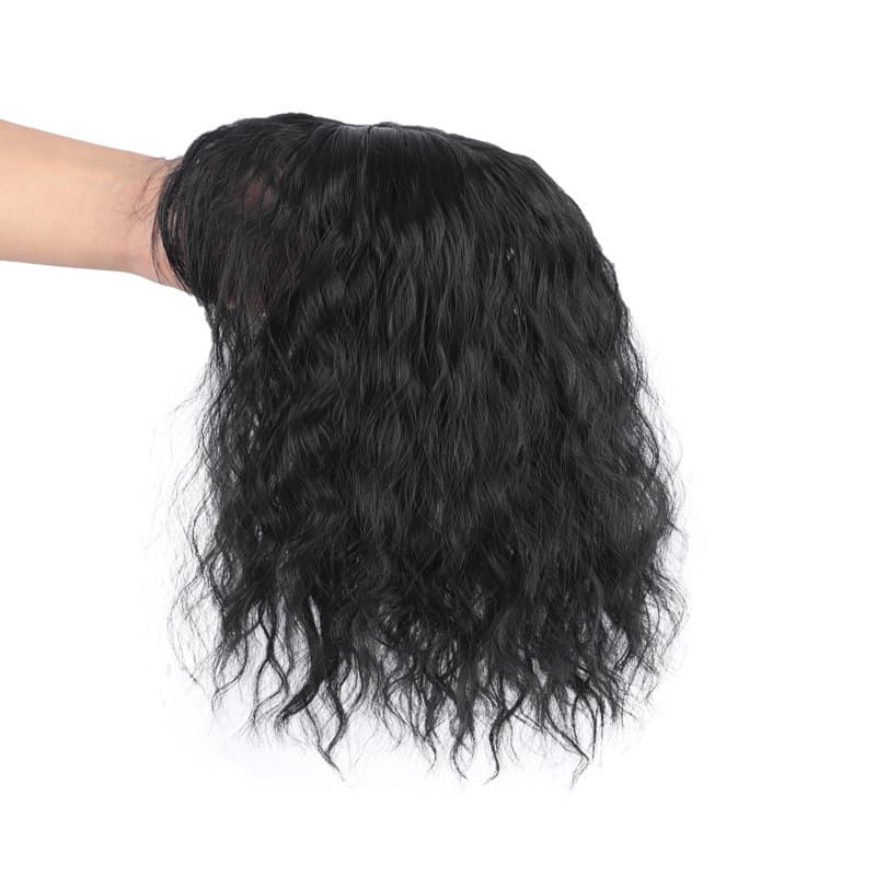 Women's Medium-Long Wig with Bangs, Top Hairpiece to Cover Gray Hair, Seamless Voluminous Small Curly Hairpiece