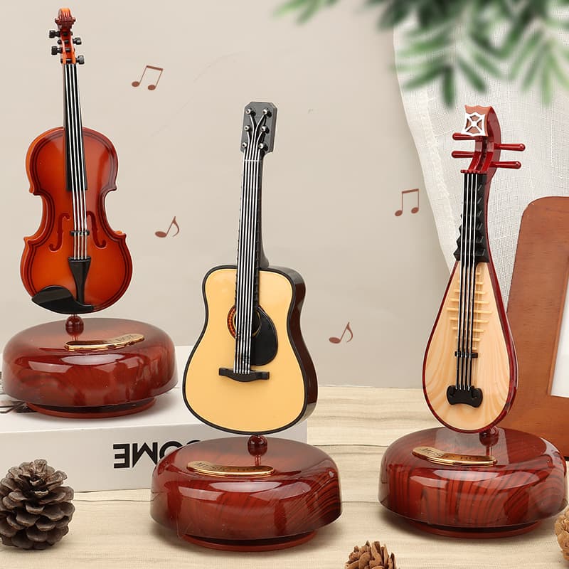 Rotating music box guitar violin music box birthday gift girls holiday gift living room creative ornaments