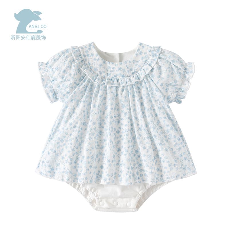 Cross-Border Summer Short-Sleeve Tulle Dress for Kids, Newborn Baby Girl Dress, Fresh and Lightweight Infant Bodysuit Dress