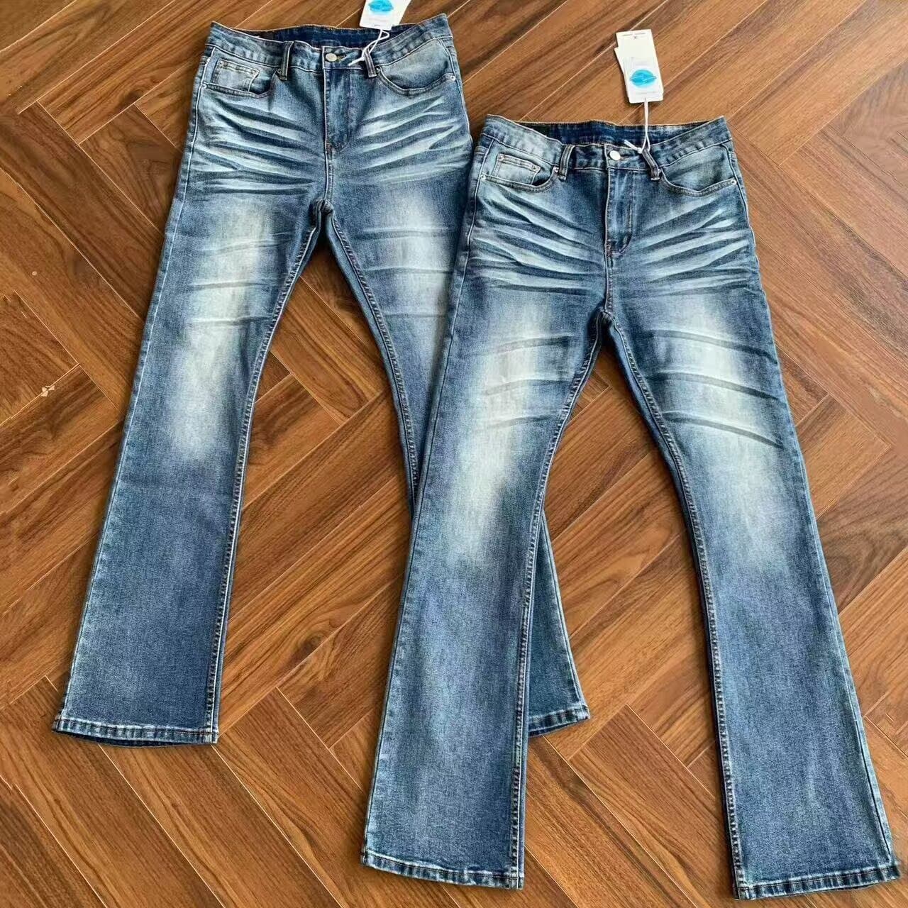 2026 Spring American-Style Light Blue Stretchy Flared Jeans with a Drapey Feel, Versatile Casual Cleanfit Long Pants for Men