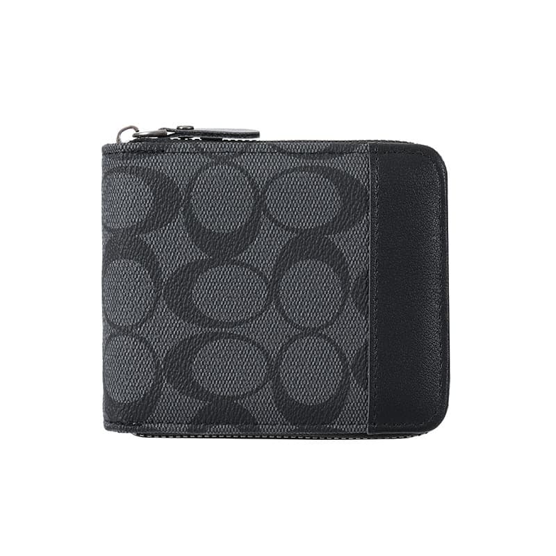 2026 New Korean Style Men's Short Wallet Horizontal Retro Leather Billfold Multi-functional Plaid Patchwork Zipper Wallet Card Holder