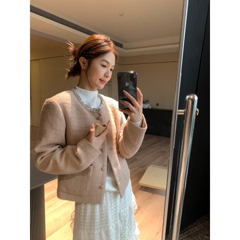 Korean Sweet Youth Elegant Chanel-Style Short Jacket Versatile Slim Fit High-End Top Winter
