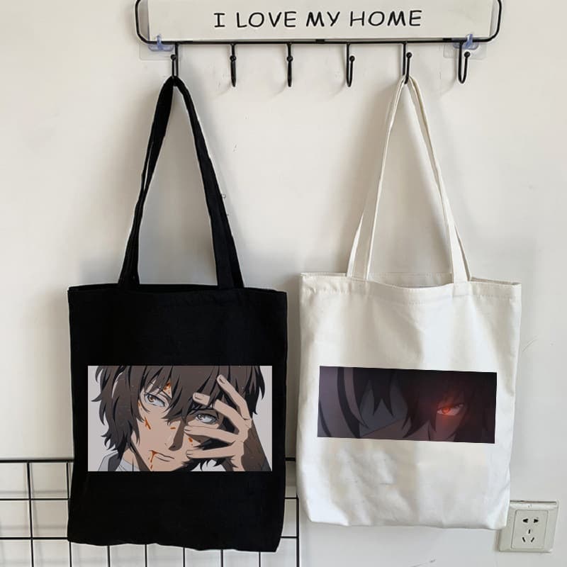 Bungo Stray Dog Canvas Bag Single Shoulder Foldable Handbag Shopping Bag Printed Design Eco-Friendly Fashionable Storage Solution