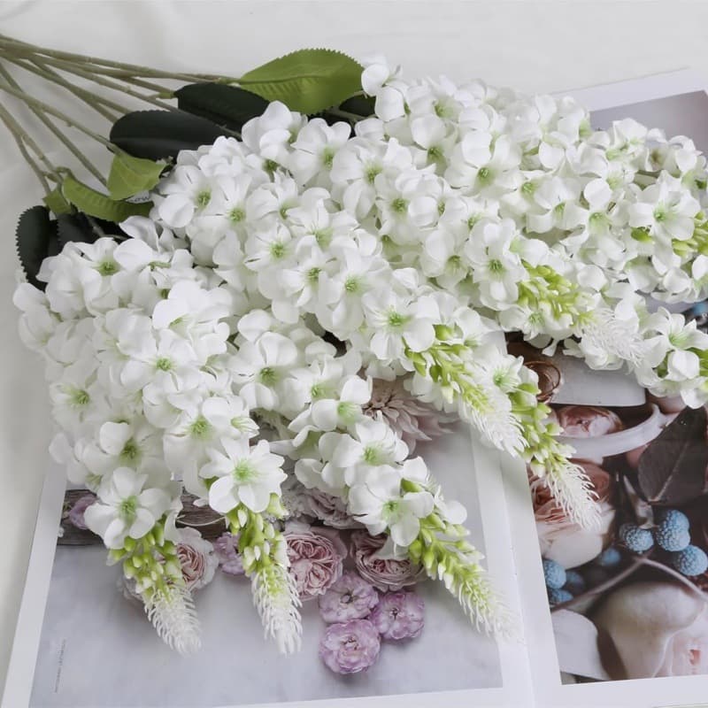 Artificial Hyacinth Flowers for Home Living Room, Delphinium Bouquet, Artificial Delphinium Dried Flowers, Wedding Decoration Flowers, Green Plants