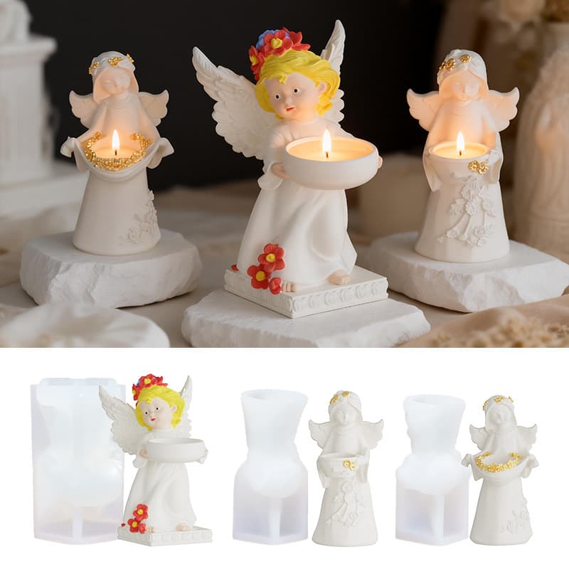 Creative Handmade Angel Candle Holder Mold Small and Large Size Angel Candle Holder Mold Handmade Resin Angel Figurine Mold