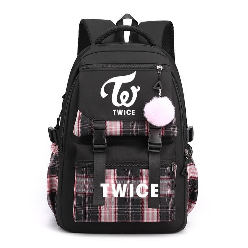 Cross-border star TWICE peripheral backpacks, youth large-capacity schoolbags, men's and women's casual travel bags