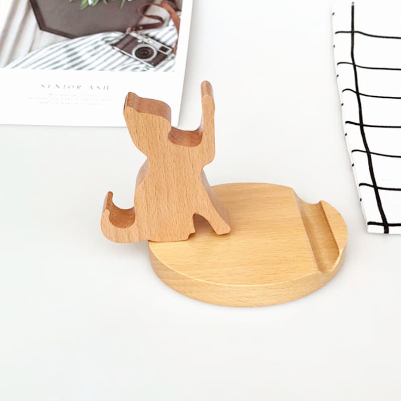 Wooden Phone Stand Creative Little Horse Phone Holder Beech Wood Coin Slot Lazy Phone Stand Carved Cross-border