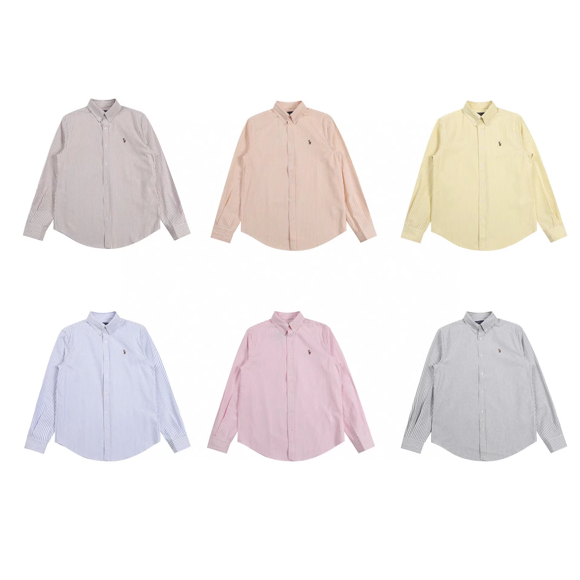 Cross-border Trade RL Ralph Lauren Oxford Stripe Logo Embroidery Button-Down Long-Sleeve Casual Shirt In Stock for Dropshipping
