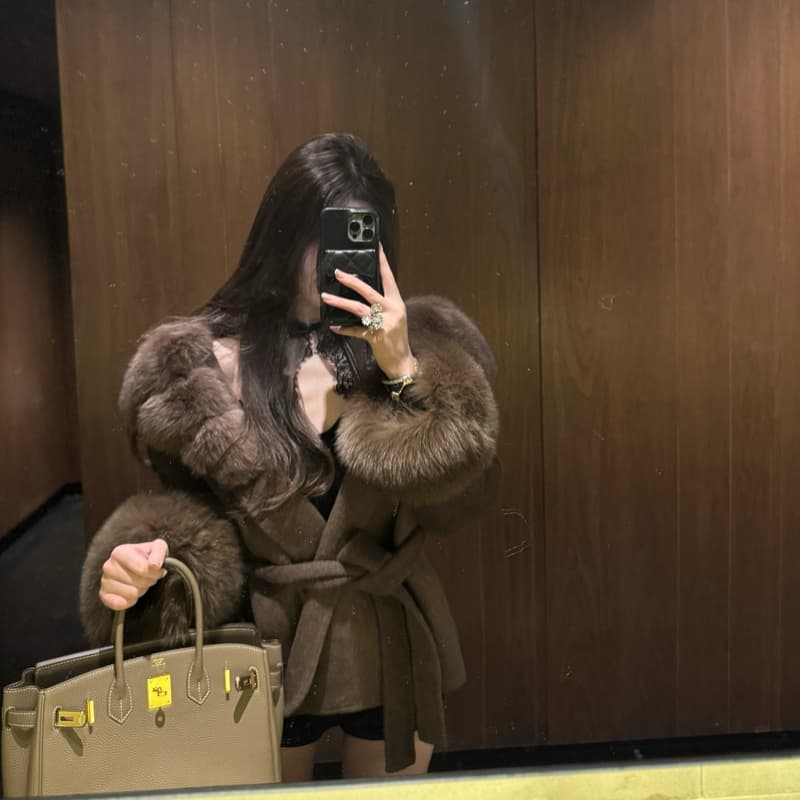 Fox Fur Collar Wool Coat for Women 2025 New Winter Short Petite Double-Faced Premium Waist Versatile