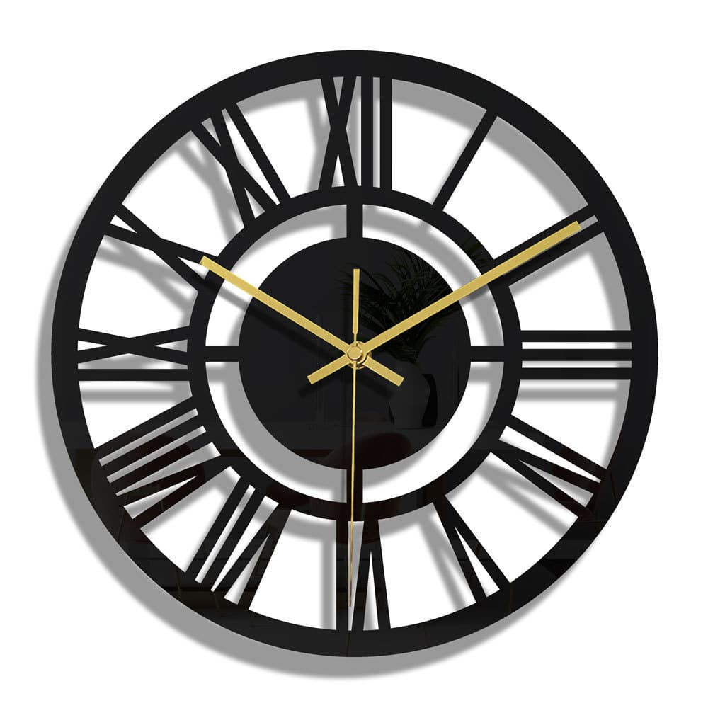 CC301-320 Cross-border 3D Black Acrylic Round Digital Wall Clock Home Decoration Minimalist Wall Sticker Clock 3mm