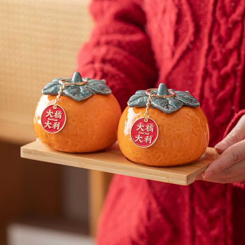 Creative Orange Ceramic Tea Canister New Chinese Style Orange Design Company Event Souvenir Business Gift Home Decor Items
