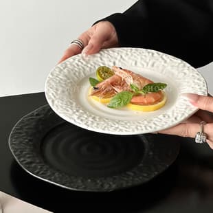 Stone Grain Ceramic Plate Premium Western Dinner Plate Creative Pasta Plate Steak Plate Ceramic Tableware Exquisite Serving Plate