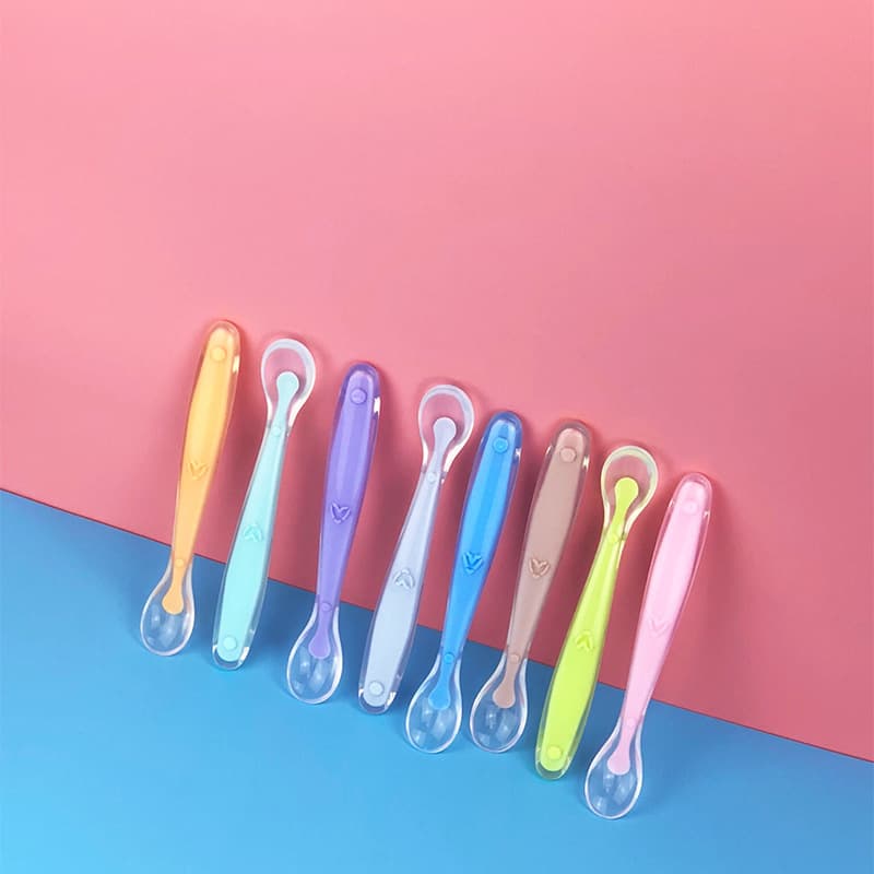 Silicone Spoon Baby Food Grade Soft Tip Soup Spoon Simple Baby Training Spoon Children's Tableware Fork Factory Wholesale