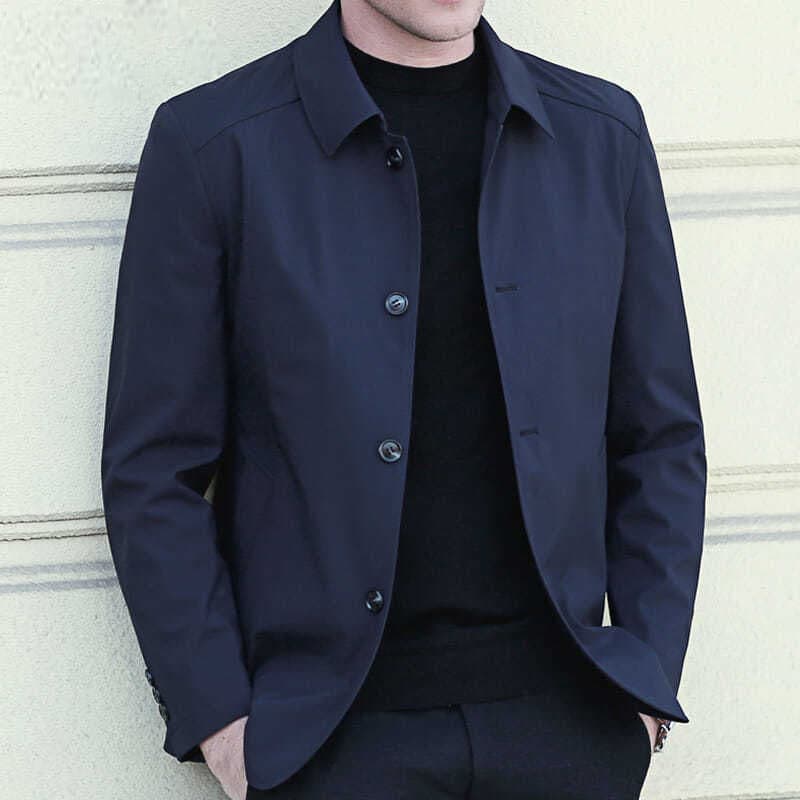 Spring and Autumn Lightweight Jacket for Middle-Aged Men, Mid-Length Casual Father's Coat