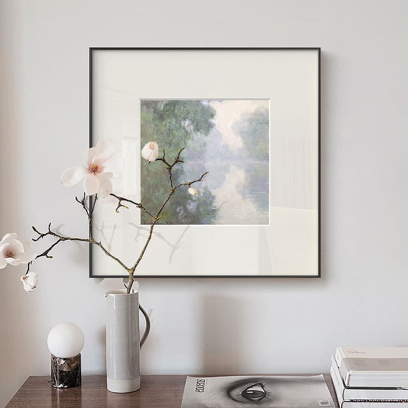 Monet impression early morning pisena square bedroom living room dining room decorative painting niche retro white cardboard hanging painting