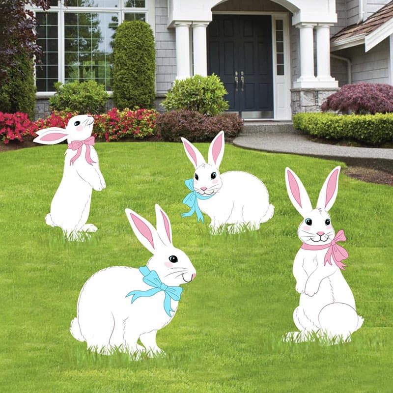 New Easter Garden Card Insert Bunny Outdoor Rainproof Lawn Decorative Ground Insert Easter Garden Sign