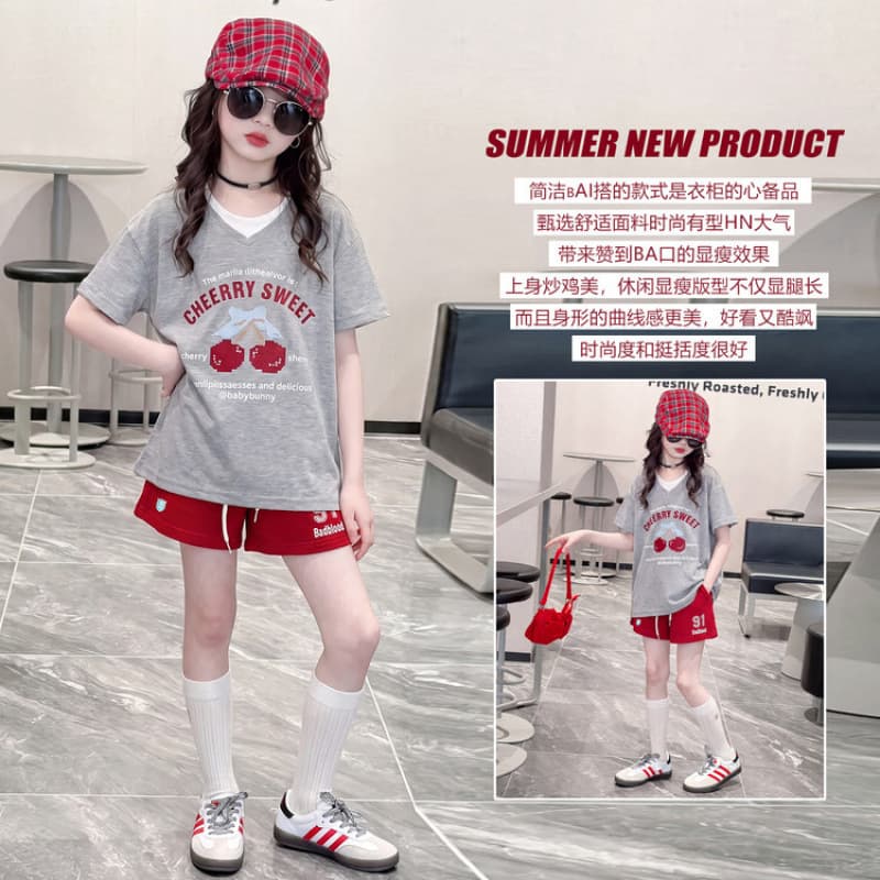 Zhili children's clothing summer style casual children Korean style summer clothing girls children's clothing shorts sweaters fashionable red wide