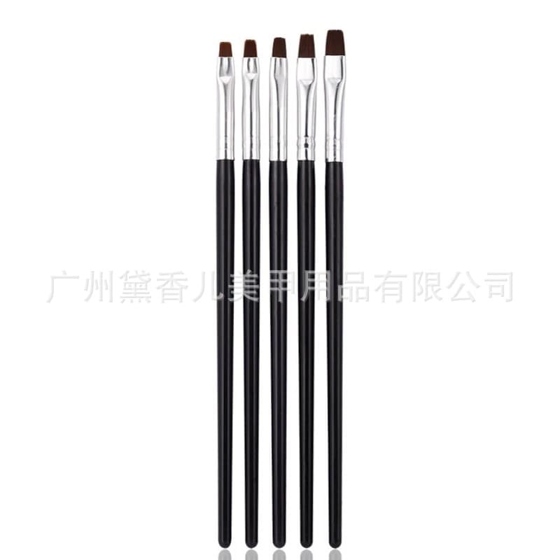 Cross-border Nail Art Professional Nail Brush 5 Black Handle Gel Brush Nail Crystal Brush / Gel Brush Set 5-Piece Set