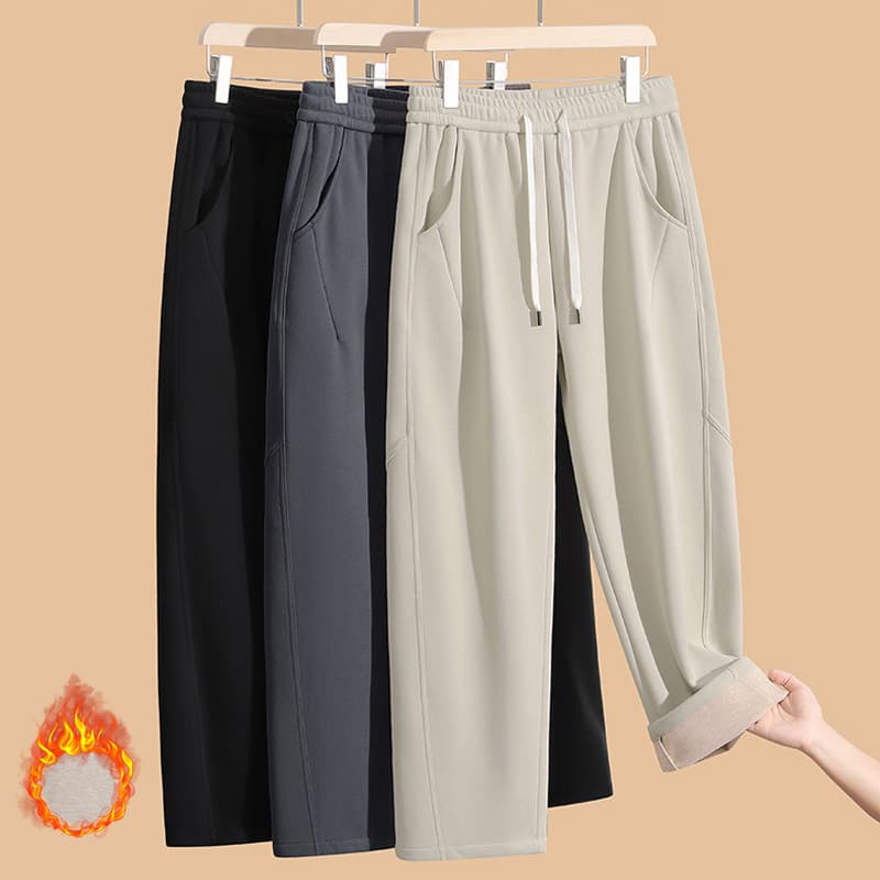 Wool 400g Thick Scimitar Pants Men's Elastic Waist Casual Long Pants 2025 Autumn Loose Straight-Leg Pants Trendy Brand