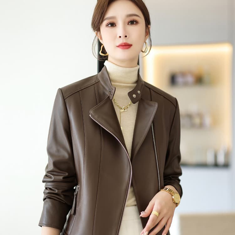 Haining Leather Jacket 2026 New Spring/Autumn Short Women's Genuine Sheepskin Fashion Motorcycle Short Leather Jacket Coat
