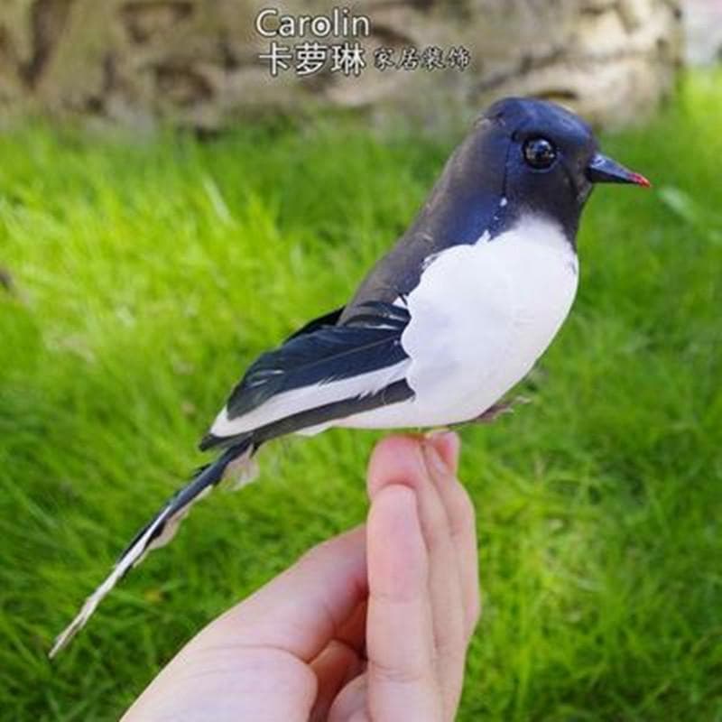 Realistic Magpie with Feet Handmade Foam Feather Bird, Home Accent Branch Rustic Decor Garden Household