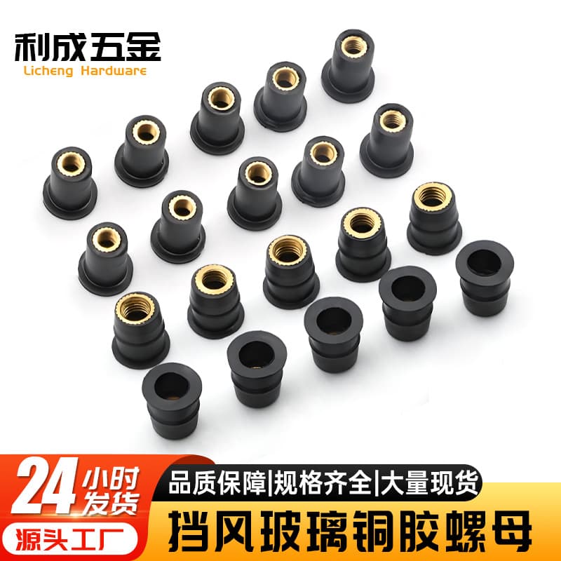 Licheng manufacturer supply M4 M5 M6 windshield brass rubber nuts
